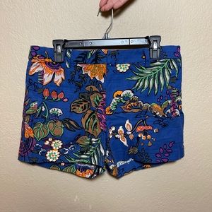 blue tropical chino shorts